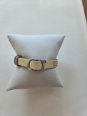 Leather Bracelet - Cream Silver Hardware